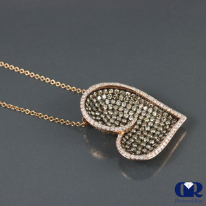 Diamond Unique Heart Shaped Pendant In 14K Rose Gold With 16" Chain - Diamond Rise Jewelry