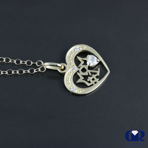 Diamond Mom #1 Design Pendant Necklace 14K Gold With Chain - Diamond Rise Jewelry