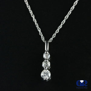 0.18 Ct Petite Round Cut Three Diamond Pendant 14K White Gold With 16" Chain - Diamond Rise Jewelry