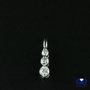 0.18 Ct Petite Round Cut Three Diamond Pendant 14K White Gold With 16" Chain - Diamond Rise Jewelry