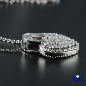 Women's Diamond Heart Shaped Basket Slide Pendant Necklace In 14K White Gold - Diamond Rise Jewelry