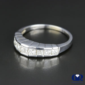 Women's Princess Cut Diamond Channel Setting In 14K White Gold - Diamond Rise Jewelry