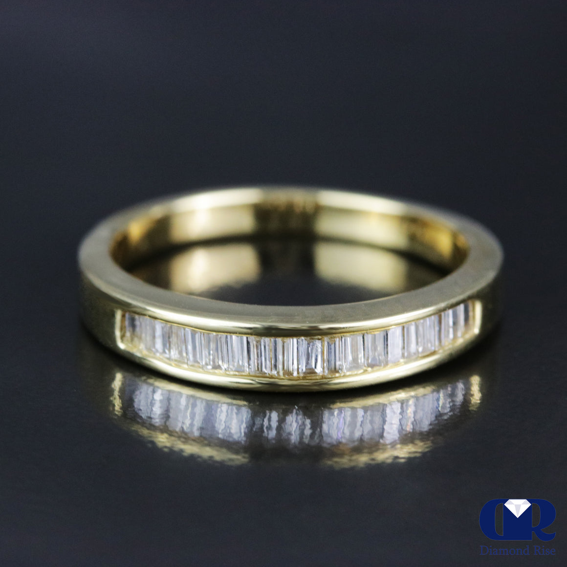 Women's Baguette Diamond Channel Setting Wedding Band Anniversary Ring 14K Yellow Gold - Diamond Rise Jewelry