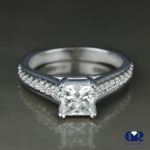 1.62 Carat Round Cut Diamond Engagement Ring In 14K White Gold - Diamond Rise Jewelry