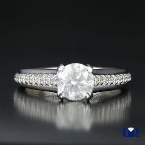 1.80 Carat Round Cut Diamond Engagement Ring In 14K White Gold - Diamond Rise Jewelry