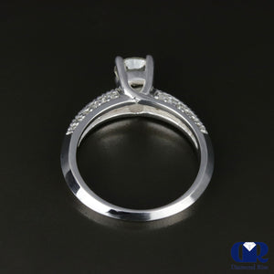 0.98 Carat Round Cut Diamond Engagement Ring In 14K White Gold - Diamond Rise Jewelry