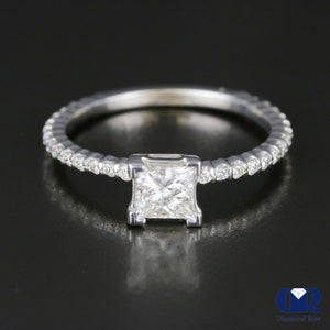 0.90 Carat Princess Cut Diamond Engagement Ring In 14K White Gold - Diamond Rise Jewelry