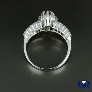 Women's 1.80 Carat Marquise & Diamond Cocktail & Right Hand Ring In 14K White Gold - Diamond Rise Jewelry