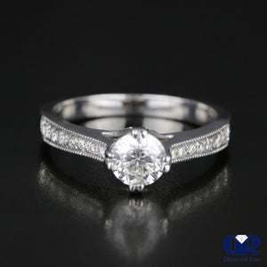 0.75 Carat Round Cut Diamond Engagement Ring In 14K White Gold - Diamond Rise Jewelry
