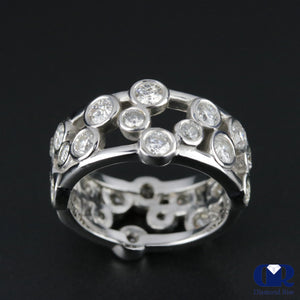 Women's Diamond Irregular Messed Bobble Style Wedding Band Anniversary Ring 14K White Gold - Diamond Rise Jewelry