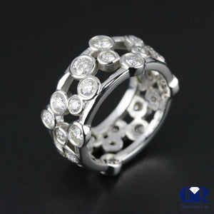 Women's Diamond Irregular Messed Bobble Style Wedding Band Anniversary Ring 14K White Gold - Diamond Rise Jewelry