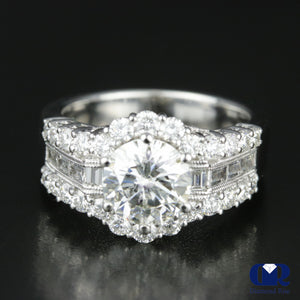 3.06 Carat Round Cut Diamond Engagement Ring In 18k White Gold - Diamond Rise Jewelry
