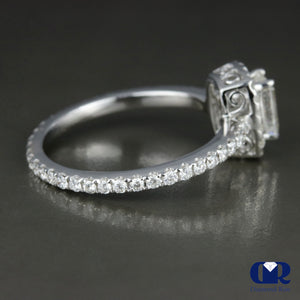 1.35 Carat Emerald Cut Diamond Eternity Engagement Ring In 18K White Gold - Diamond Rise Jewelry