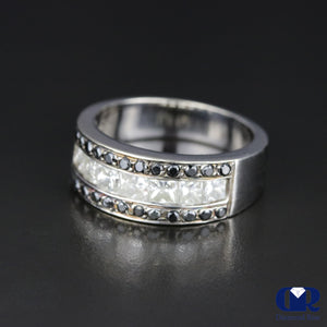 Women's Princess Cut & Round Cut Diamond Wedding Anniversary Ring 14K White Gold - Diamond Rise Jewelry