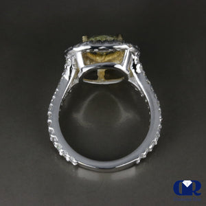 2.27 Carat Heart Shaped Fancy Yellow Diamond Double Halo Engagement Ring 14K White Gold - Diamond Rise Jewelry