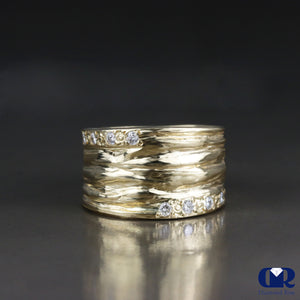 Handmade Diamond Right Hand Ring / Cocktail Ring In 14K Gold - Diamond Rise Jewelry
