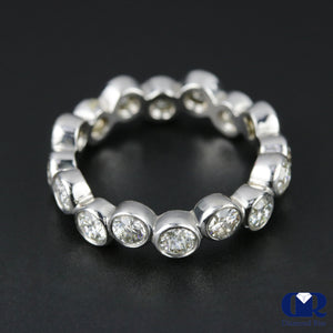 Women's Round Cut Diamond Irregular Bazel Setting Wedding Band Anniversary Ring 14K White Gold - Diamond Rise Jewelry