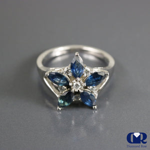 Natural 1.89 Ct Diamond & Sapphire Cocktail Ring In 14K Gold - Diamond Rise Jewelry