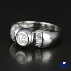 0.56 Carat Round Cut Diamond Engagement Ring In 14K White Gold - Diamond Rise Jewelry