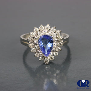 1.95 Ct Natural Tanzanite Pear Shaped Cocktail Ring 14K Gold - Diamond Rise Jewelry