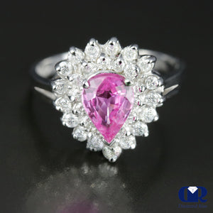 1.90 Ct Natural Pink Sapphire & Diamond Engagement Ring - Diamond Rise Jewelry
