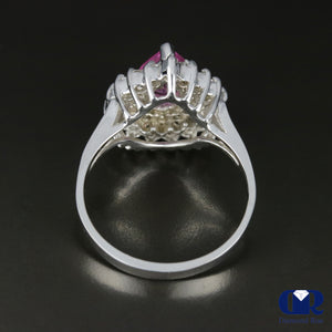 Pear Shaped Pink Sapphire & Diamond Double Halo Ring I4K Gold - Diamond Rise Jewelry