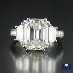 5.27 Carat Emerald Cut Diamond Engagement Ring 14K White Gold - Diamond Rise Jewelry