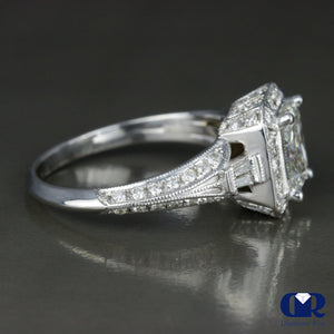 2.51 Carat Radiant Cut Diamond Halo Engagement Ring In 14K White Gold - Diamond Rise Jewelry