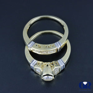 0.95 Carat Round Cut Diamond Engagement Ring Set In 14K Yellow Gold - Diamond Rise Jewelry