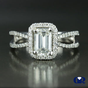 1.68 Carat Emerald Cut Diamond Engagement Ring In 18K White Gold - Diamond Rise Jewelry