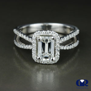 1.68 Carat Emerald Cut Diamond Engagement Ring In 18K White Gold - Diamond Rise Jewelry