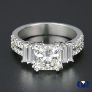 3.50 Carat Princess Cut Diamond Split Shank Engagement Ring In 18K White Gold - Diamond Rise Jewelry