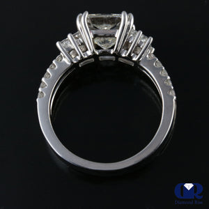 3.50 Carat Princess Cut Diamond Split Shank Engagement Ring In 18K White Gold - Diamond Rise Jewelry