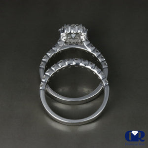 2.03 Carat Princess Cut Diamond Halo Engagement Ring Set In 14K White Gold - Diamond Rise Jewelry