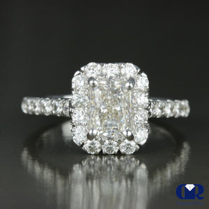 Natural 1.75 Carat Radiant Cut Diamond Haro Engagement Ring 14K White Gold