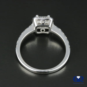 1.00 Carat Princess Cut Diamond Halo Engagement Ring In 14K White Gold - Diamond Rise Jewelry