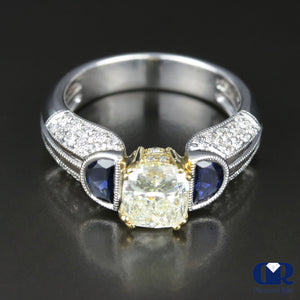 3.02 Carat Cushion Cut Diamond Engagement Ring In 18K White Gold - Diamond Rise Jewelry