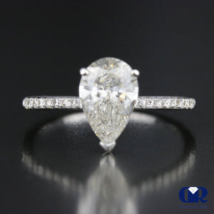 Natural 1.44 Ct Pear Shape Diamond Solitaire Engagement Ring 14K White Gold