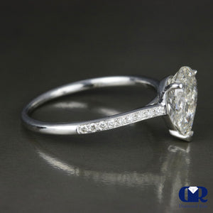 1.40 Carat Pear Cut Diamond Solitaire Engagement Ring In 14K White Gold - Diamond Rise Jewelry