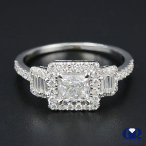 2.08 Carat Princess Cut Diamond Halo Engagement Ring In 14K White Gold - Diamond Rise Jewelry