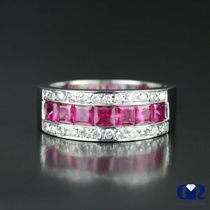 Women's Ruby and Diamond Wedding Anniversary Ring In 14K White Gold - Diamond Rise Jewelry