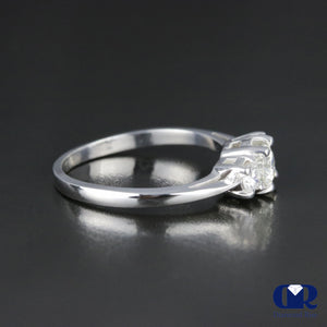 0.51 Carat Round Cut Diamond Three Stone Engagement Ring In 14K White Gold - Diamond Rise Jewelry