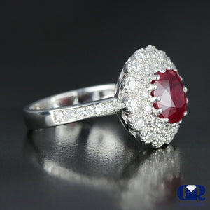 Women's Diamond & Ruby Cocktail Ring Right Hand Ring In 14K White Gold - Diamond Rise Jewelry