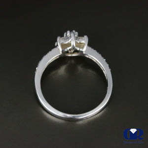 0.75 Carat Tsavorite & Diamond Halo Engagement Ring In 14K White Gold - Diamond Rise Jewelry