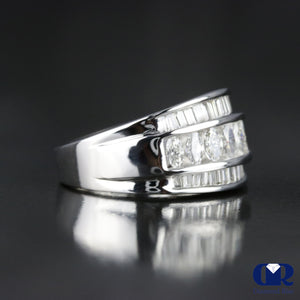 Women's Marquise & Baguette Diamond Wedding Anniversary Ring In 14K White Gold - Diamond Rise Jewelry