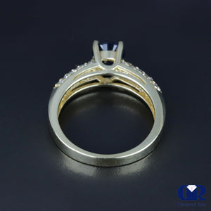 Women's Round Sapphire & Round Diamond Cocktail Ring & Right Hand Ring In 14K White Gold - Diamond Rise Jewelry