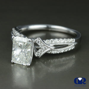 1.47 Carat Radiant Cut Diamond Engagement Ring In 18K White Gold - Diamond Rise Jewelry