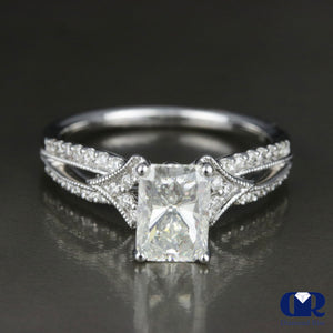 1.47 Carat Radiant Cut Diamond Engagement Ring In 18K White Gold - Diamond Rise Jewelry