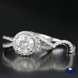 1.65 Carat Round Cut Diamond Halo Engagement Ring Set In 14K Gold - Diamond Rise Jewelry