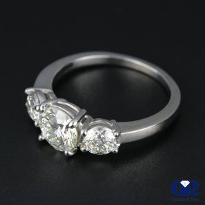 1.90 Carat Round Cut Diamond Three Stone Engagement Ring In Platinum - Diamond Rise Jewelry